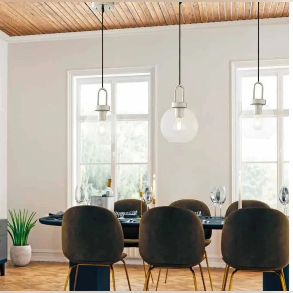 Better Homes &‎ Gardens 59” Nickel Pendant Glass Shade Ceiling LED Light new